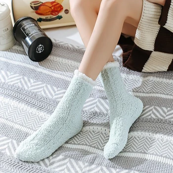 

3 Pairs Sleeping Fluffy Fuzzy Indoor Daily Elastic Women Socks Cute Plush Winter Warm Floor Soft