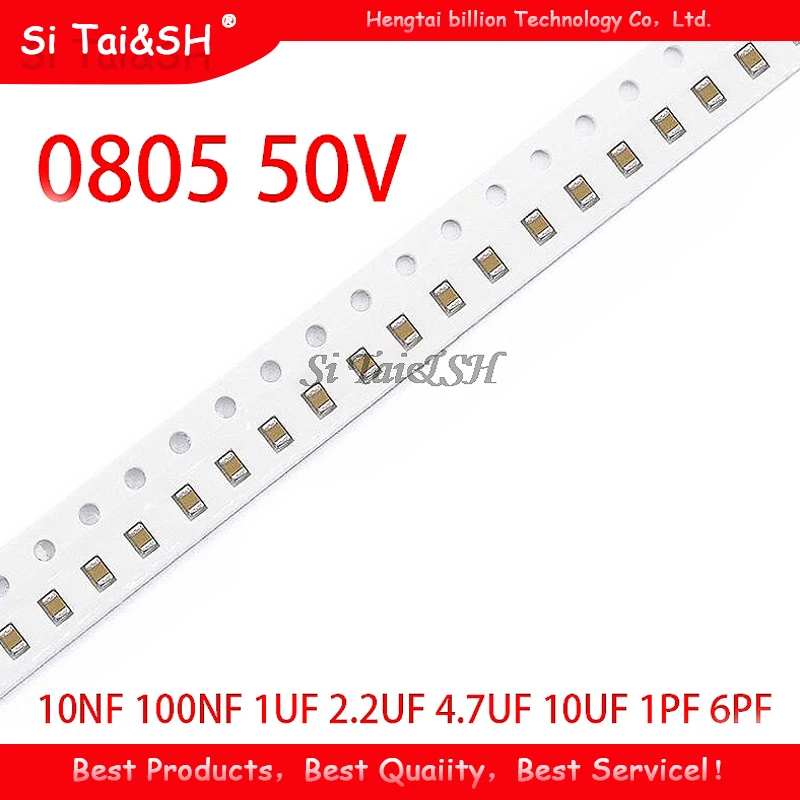 100 шт 0805 50В SMD толстая пленка чип многослойный керамический конденсатор 1pF-47uF 10NF