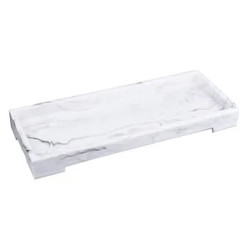 

Rectangle Chinese Style Resin Marble Pattern Wear Resistant Toilet Accessories Bathroom Tray Countertop Soap Towel Stotage