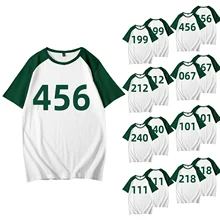 

Squid Game T-Shirt Top Women Casual Round Neck Number 456 218 Round Six Print Short Sleeve Funny Summer Clothing Tee Shirts