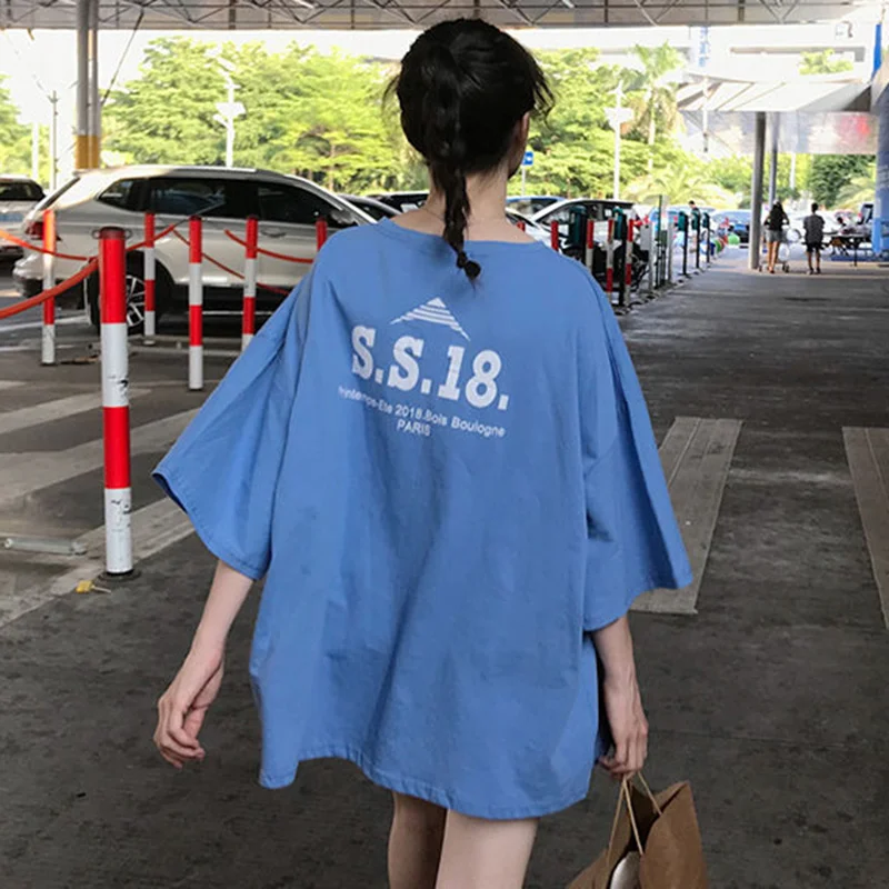 Harajuku футболка женская в Корейском стиле уличная с буквенным принтом большого