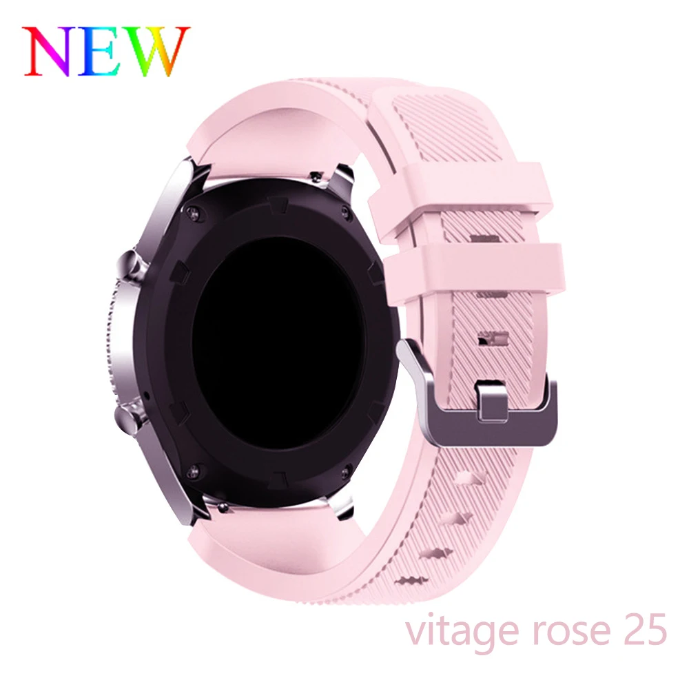 vitage rose Для samsung galaxy watch 46 мм 42 мм активный 2 ремешка силиконовый ремень gear S3 frontier huawei watch gt 2 ремешок 22 мм 20 мм ремешок для часов - Цвет ремешка: vitage rose