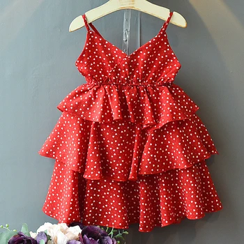 

2020 Summer Girls Dresses New Children's Wear Girls Foreign Gas Sling Tube Top Love Chiffon Sweet Cake Dress