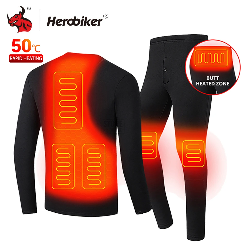 New Heated Motorcycle Jacket Men Women Heated Thermal Underwear Set USB Electric Suit Thermal Clothing for Winter S-5XL