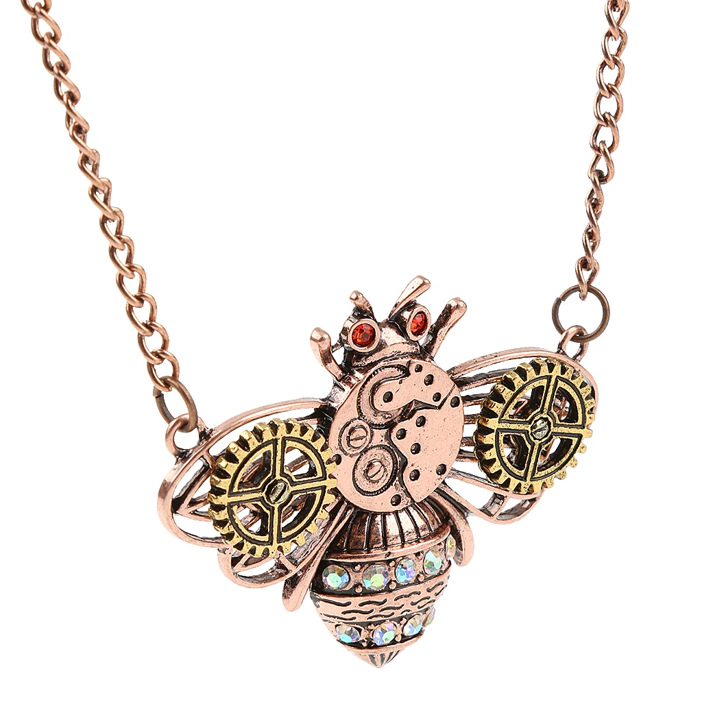 Ретро стимпанк шестерни пчела кулон цепи ожерелье античные, Винтажные Украшения из меди