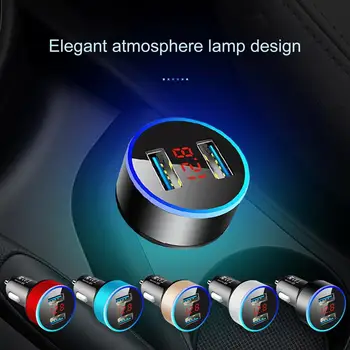 

3.1A Dual USB Car Charger With LED Display Universal Mobile Phone Car Chargers Fast Charging Adapter 5 Colors Hot Selling