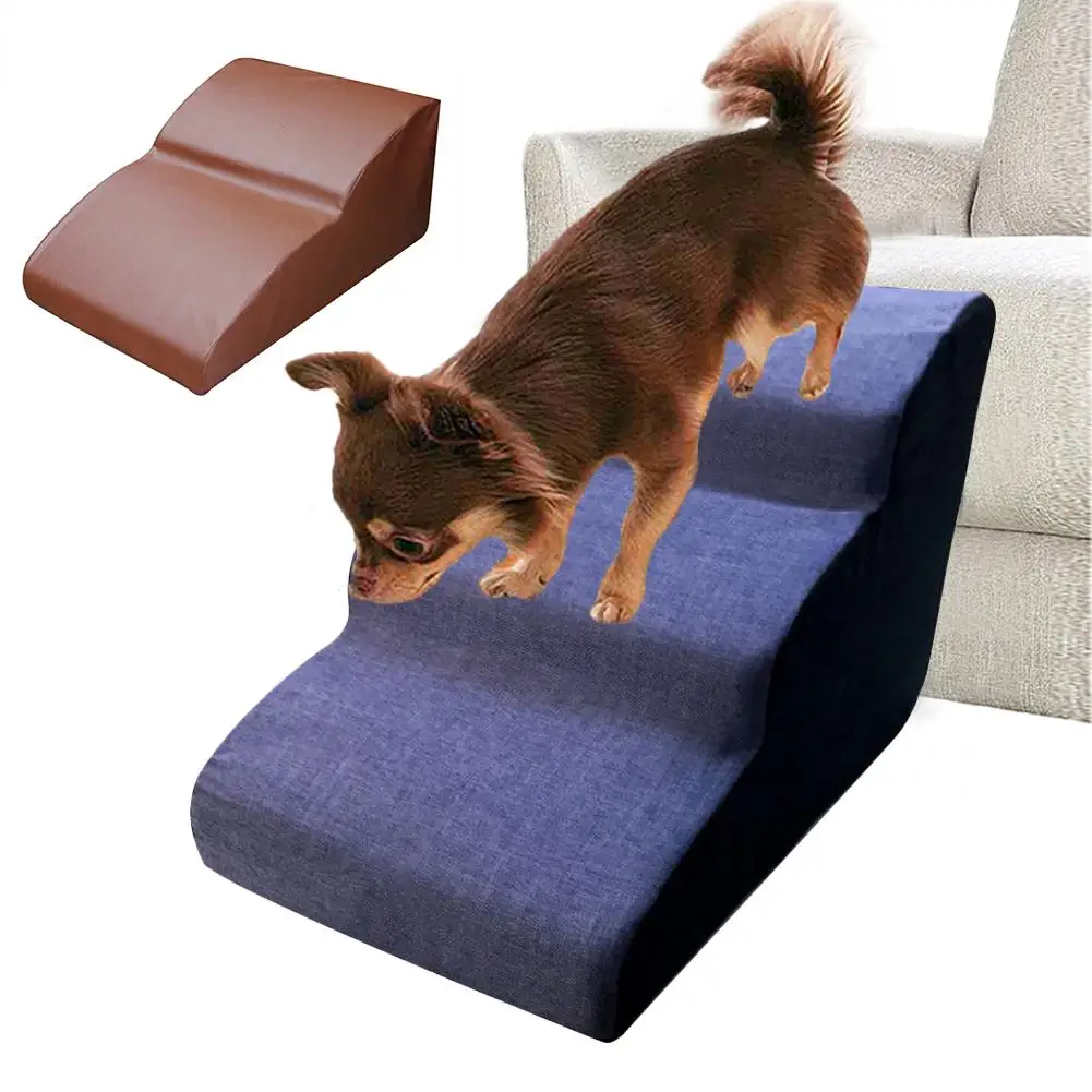 Cracklight Dog Stairs 3 Steps Cat Stairs Plush For Small Dogs Pet Stairs Dog Stairs Ladder Pet Stairs Step Sofa Stairs For Dogs Cats-60cmx40cmx40cm