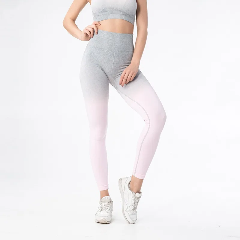Pink Pants Укороченный топ с эффектом омбре, рубашки для йоги для женщин, бесшовные Топы с длинным рукавом для тренировок, рубашки для спортзала с отверстием для большого пальца, фитнес-укороченный топ, рубашка Mujer - Цвет: Pink Pants