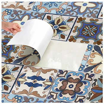 

Vintage Wall Stickers Wallpaper For Kitchen Bathroom Retro PVC Waterproof Self Adhesive Tiles Stickers Cabinet Contact Paper