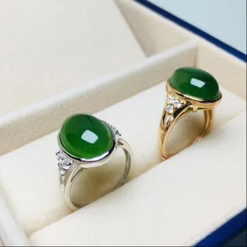 

Real Certified Natural Hetian Jasper 925 Sterling Silver Handmade Jade Rings Green Adjustable High Quality Best Gifts