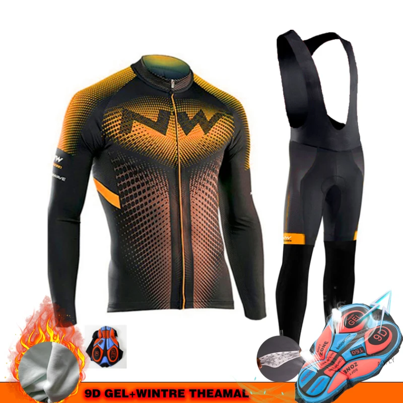 Wool black strap set Northwave Pro Team Зимняя одежда для велоспорта дышащая Ropa Ciclismo Одежда с длинным рукавом для горного велосипеда спортивная одежда для улицы - Цвет: Wool black strap set