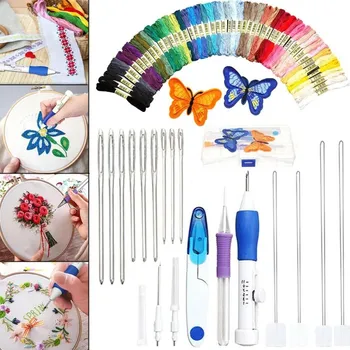 

Magic Patterns Punch Needle Kit Craft Tool Embroidery Pen Set, Threads for Sewing Knitting DIY Threaders