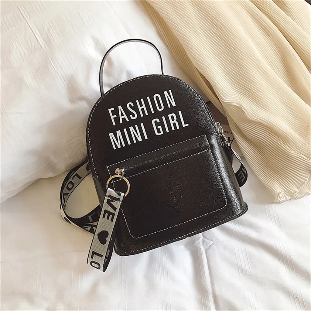 Кожаная женская сумка с буквенным принтом, Женский мини-рюкзак, школьная сумка для девочек-подростков, маленькие рюкзаки, дорожные сумки, Mochila Feminina