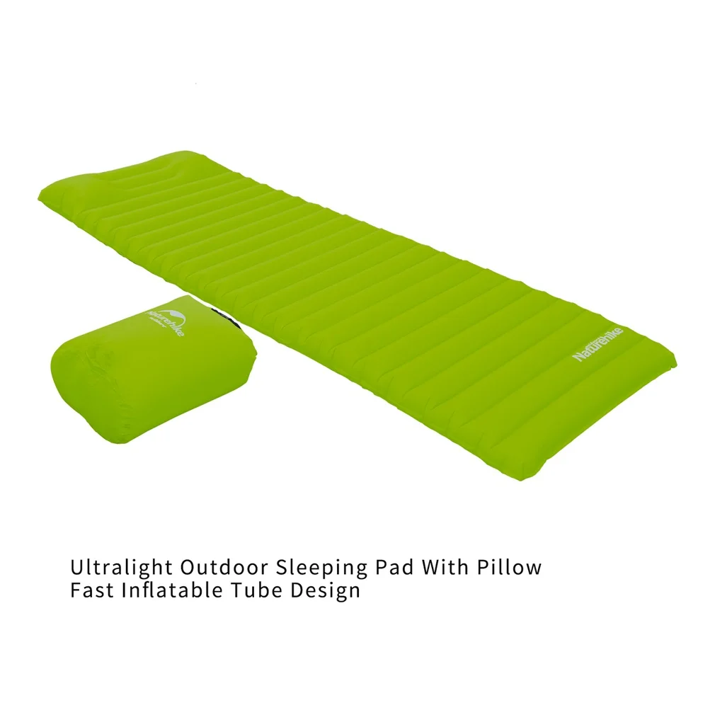 

Ultralight Sleeping Pad With Pillow Fast Inflatable Horizontal Tube Design For Outdoor Camping Hiking Portable 2 Colors