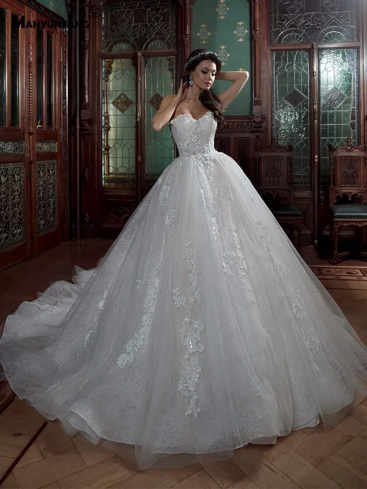 MANYUNFANG без бретелек hochzeit kleid mix Кружева vestido de Casamento роскошное свадебное платье на шнуровке сзади robe de mariage