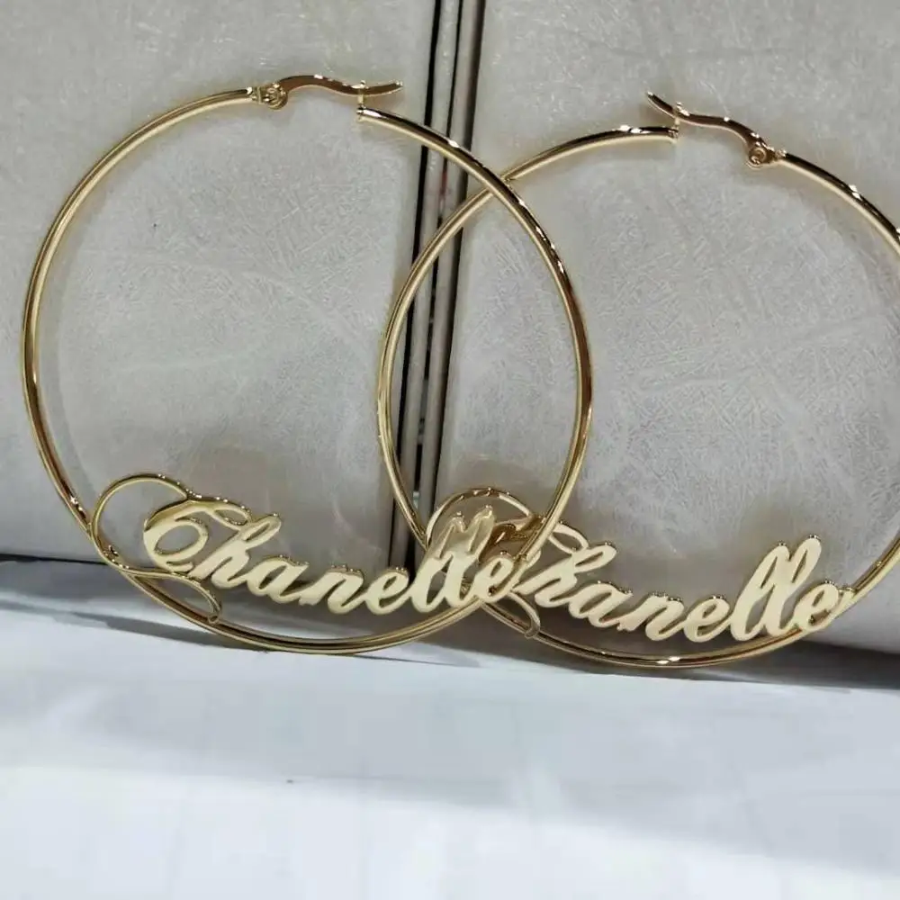 Круглые серьги DOREMI 30-100 мм с именем на заказ