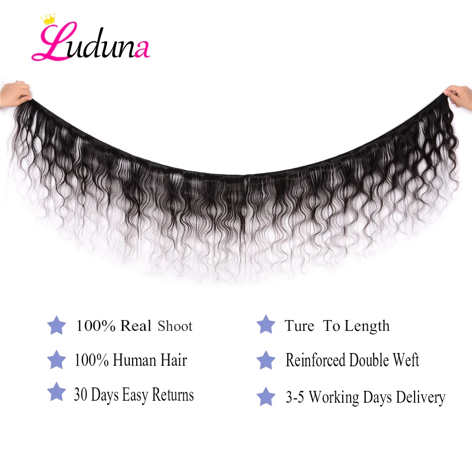 Luduna бразильские волнистые волосы пряди Remy человеческие для наращивания 3/4 шт