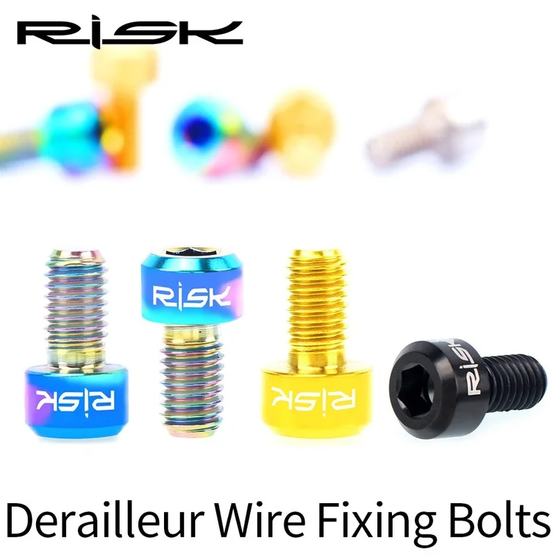

RISK 2pcs/box MTB Road Titanium Bike Bicycle M5x9 Front & Rear Derailleur Wire Fixing Bolts Shift Inner Line Cable Fixed Screw
