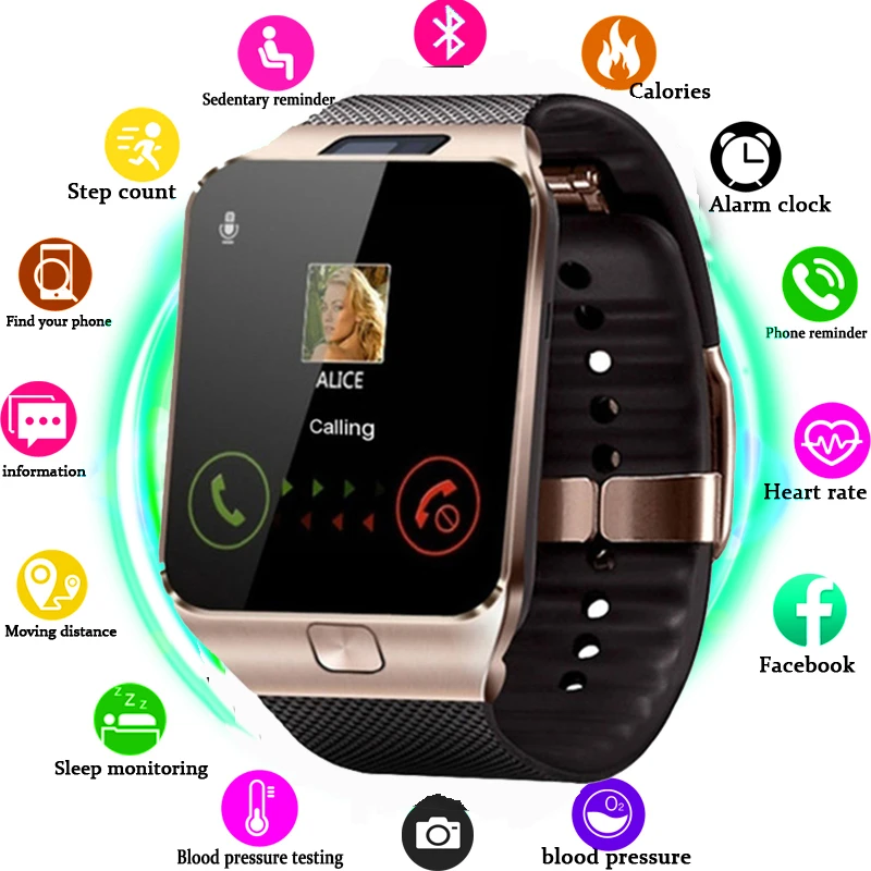  Smart Watch DZ09 Smart Clock Support TF SIM Camera Men Women Sport Bluetooth Wristwatch for Samsung - 33013406471