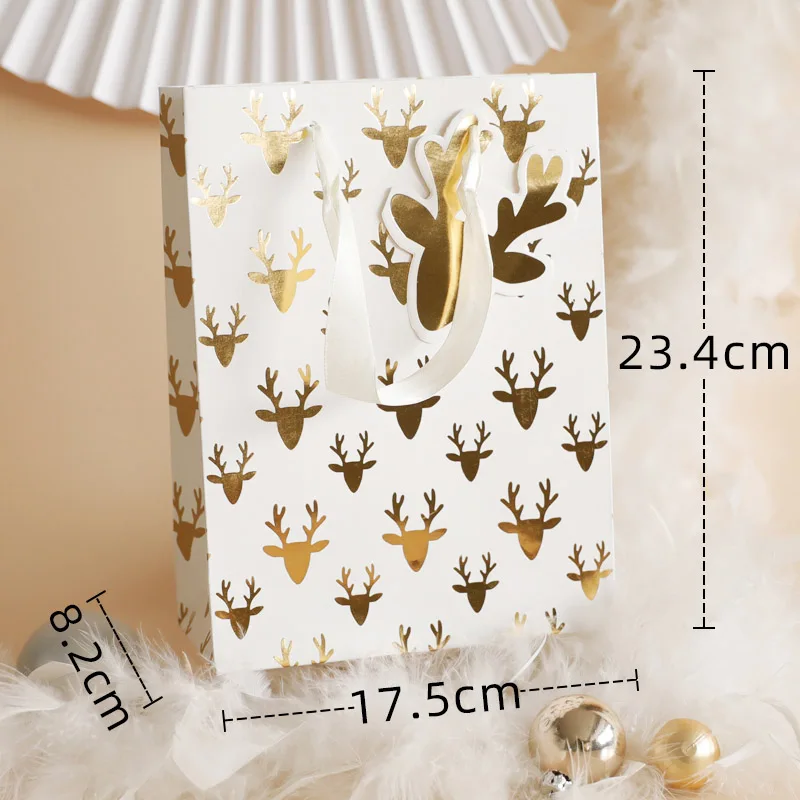 Gift Bag 1 Роскошный золотой цвет полоса круглая точка сумка Лось Снежинка из бумаги посылка сумки подарок на день рождения на годовщину упаковка вечерние принадлежности - Цвет: Gift Bag 1