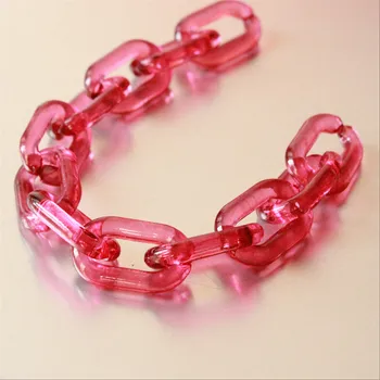 

50pcs Clear Wine Red Acrylic Chunky Chain Links, Transparent Open Plastic Necklace Chain Links,Size 28mmx18mm Free Shipping