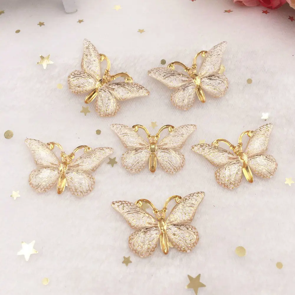 Resin 25*38mm Bling Colorful butterflies flatback rhinestone 1 Hole Ornaments DIY Wedding appliques craft resin rhinestones resin rhinestones and pearls resin craft decoration 10pcs
