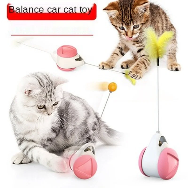 

Tumbler Swing Toys for Cats Kitten Interactive Balance Car Cat Chasing Toy With Catnip Funny Pet supplies