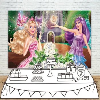 

Star Princess Theme Girls Birthday Party Backdrops For Photography Little Elf Fairy Tale Backgrounds Cake Table Decoratio Banner