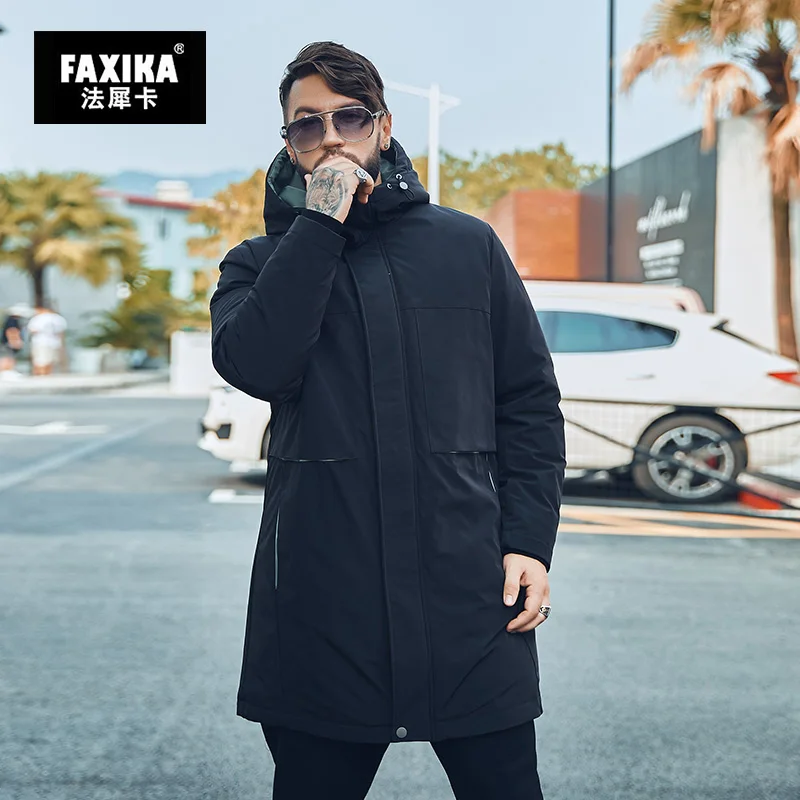 FAXIKA Big yards short man tooling down jacket handsome striped fatty fertilizer increased winter coat