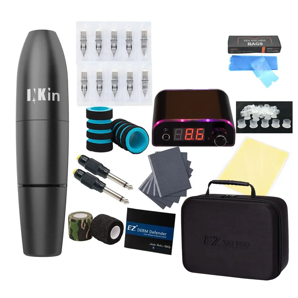 INKIN FATO/MATO Tattoo Kits  Motor Tattoo Machine Pen with Power Supply Foot Pedal Cartridge Tattoo Needles Set Tattoo Supply stardust motor hotel bath mat for the bathroom bathroom foot bath room acessories mat