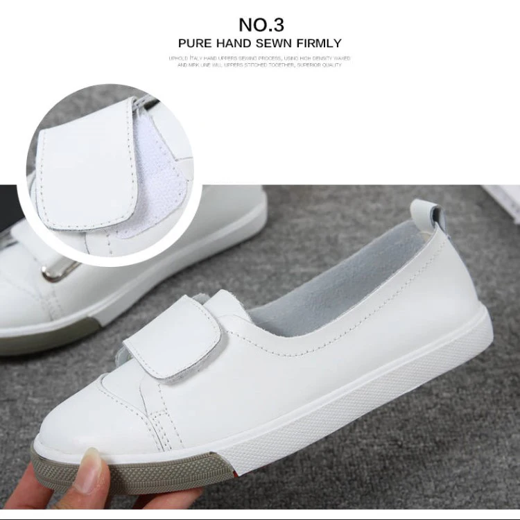Korean Comfortable Leather White Women's Shoes Soft Bottom Non-slip Loafers Shoes Woman Black 2020 New Shallow Lady  Flat Shoes  (5)