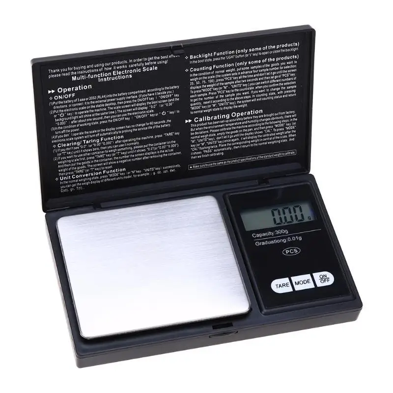 1 шт. цифровые весы 100/200/300/500/1000g 0,01/0,01g точный ЖК-дисплей Дисплей Карманные электронные весы грамм Вес для Кухня ювелирные изделия наркотиков