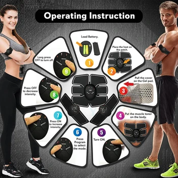 EMS Men Women Abdominal Muscle Toner Portable Unisex Fitness Training Gear for Abdomen/Arm/Leg/Hip Home Office Fitness 6