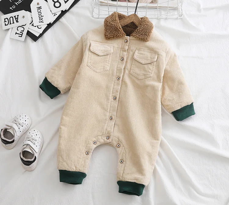 children winter jumpsuit baby plus velvet romper