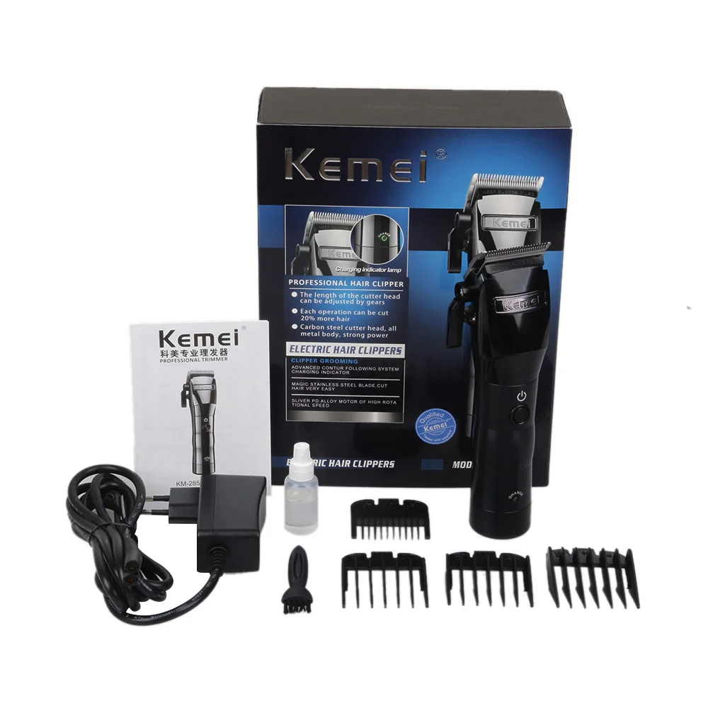 with package Профессиональная электрическая машинка для стрижки волос Kemei, мощный беспроводной парикмахерский триммер для волос, машинка для стрижки, триммер, инструменты для укладки - Цвет: with package