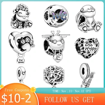 

2020 Spring New 925 Sterling Silver Ninny Rabbit Series Charms Fit Original 3mm Bracelet Bangle DIY Jewelry Making 2001