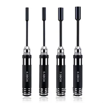 

4pcs/set Metal Hex NUT Key Socket Screw Driver Wrench 4.0/5.5/7.0/8mm Black/Silver New