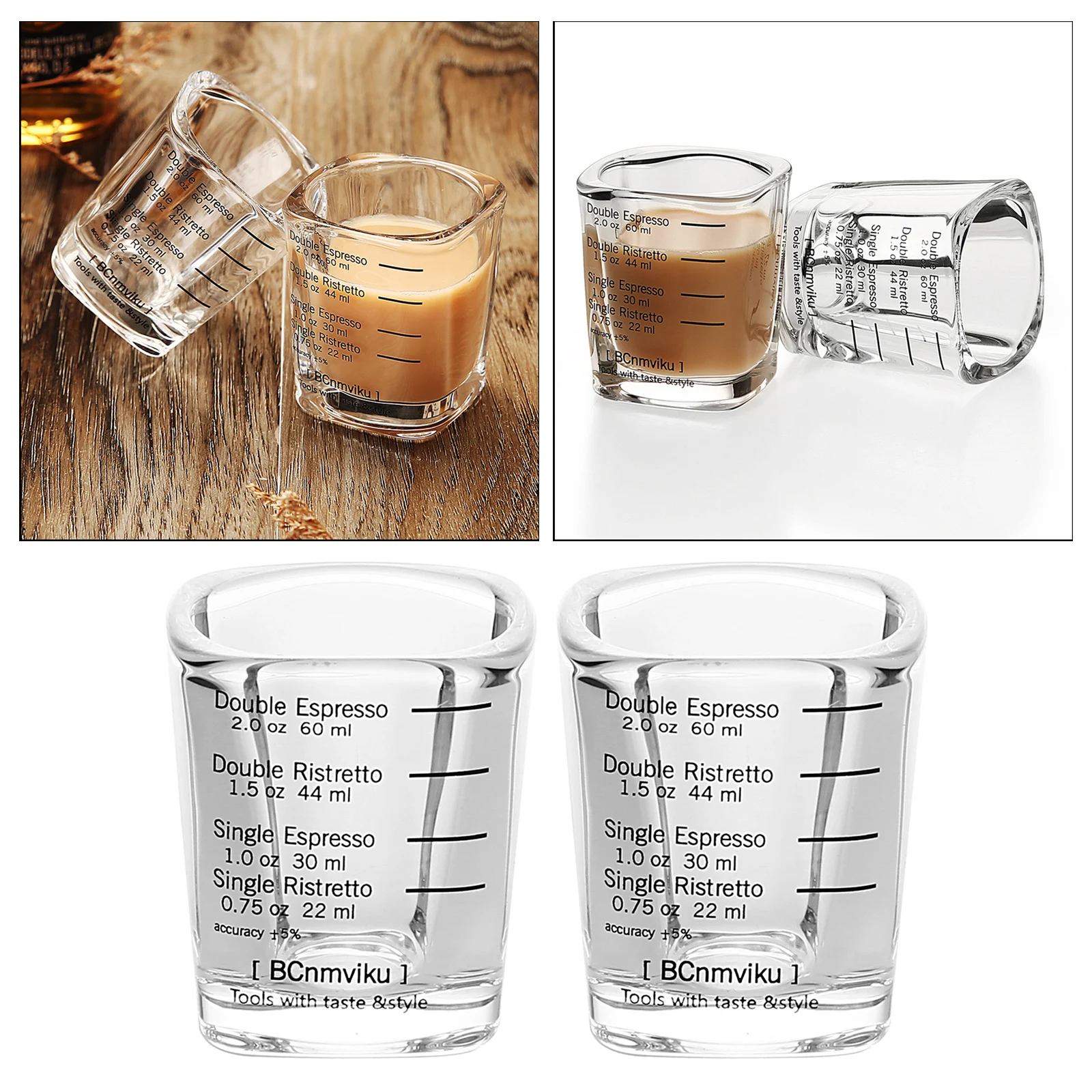 Espresso Shot Glass Measuring Cup Liquid Heavy Glass Barista's 2 Oz Single  Serve (pack Of 2)