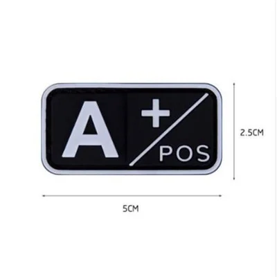 Patch 3D PVC A+ B+ AB+ O+ Positive A- AB- O- Negative Blood Type Group patches for clothing Military Tactical badges Accessories (7)