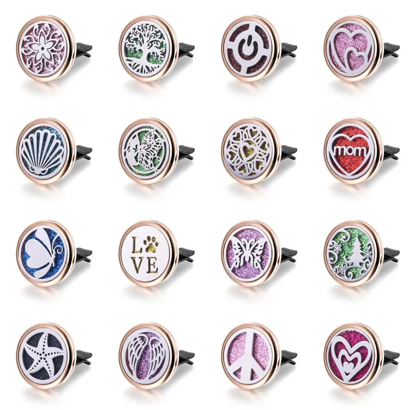 

Tree of Life Aromatherapy Car Diffuser Stainless Steel Car Air Freshener Perfume Essential Oil Diffuser Locket with Shiny Pad