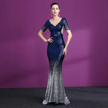 

Woman Sequin Evening Formal Mermaid Dress Lady Of Quality Banquet Party Dress Skinny Long Robe De Soiree Gown Abendkleider 1256