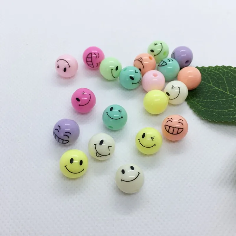 30pcs emoticon beads Smiling Face for kids children girls gifts accessories jewelry crafts bracelet making 6 7 years diy Acrylic