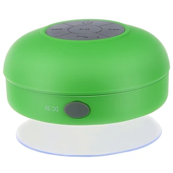 

Waterproof Mini Handsfree Speaker jukeboxes Bluetooth USB 2.5 mm Microphone for Mobile with Suction Cup - Green