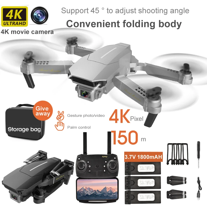 Новый Радиоуправляемый Дрон с 4k HD камерой Wi Fi FPV широкоугольный квадрокоптер