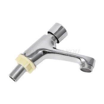 

Auto Self Closing Water Saving Tap Bathroom Basin Cold Faucet Delay Push Button