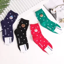 Рождественская серия носков с рисунком медведя, Санта Клауса, снеговика, Милу, оленя; сезон осень-зима; женские хлопковые носки; удобные дышащие Повседневные носки