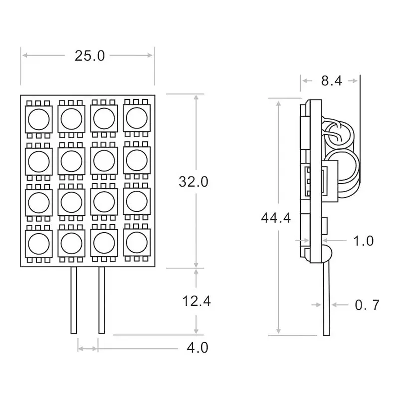 Двухполярная Светодиодная лампа G4 16 светодиодов 50SMD переменный/квадратный тип лм