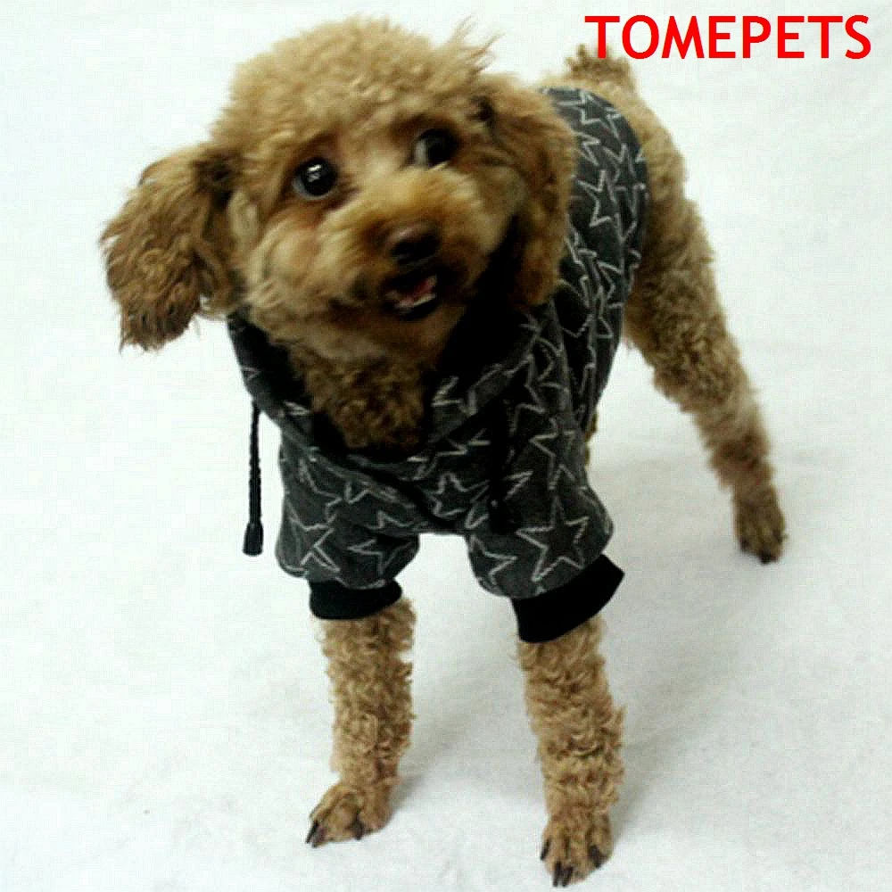 

TOMEPETS Pet Clothing Small Dog Wintercoat Doggie Jacket in Grey Colour Star Pattern in Fleece Material with Hoodie Cutie Doggy
