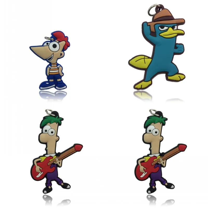 

1PCS PVC Cartoon Phineas and Ferb Pendant Suspension Anime Pendants Fit for Key chain & Necklace Party Favor Medallion Trinket