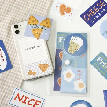 

40 Pcs/set Kawaii Memo Pad Set 8 Pcs Memo Sheet+12 Pcs Card+24 Pcs Stickers Cute Paper Stationery Set Decorative Stickers